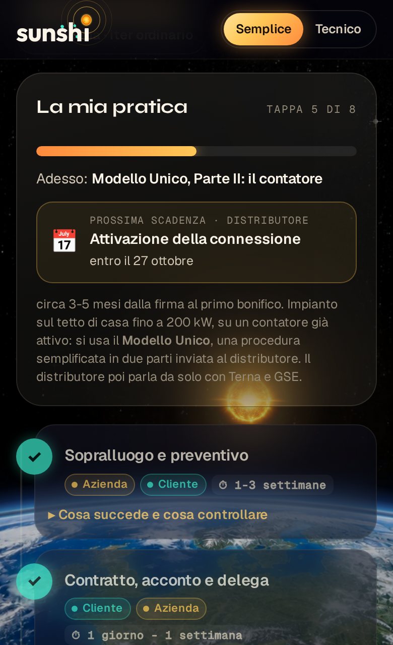 Schermata la tua pratica dell'app SUNSHI